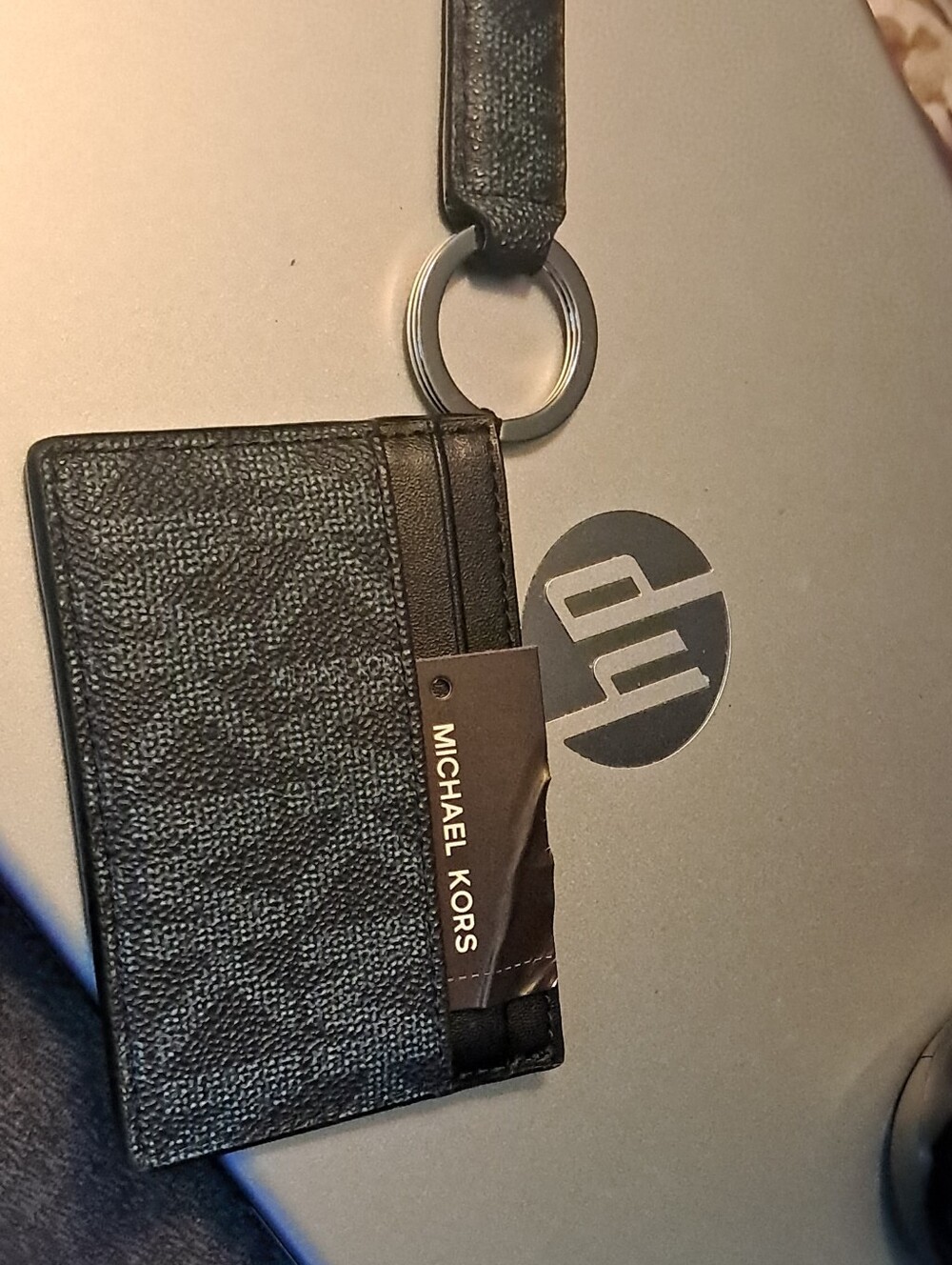 Michael Kors Black Leather Card Holder with Key Ring